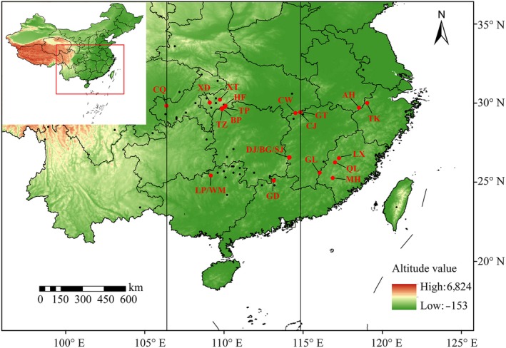 Chloroplast population genetics reveals low levels of genetic variation and conformation to the central-marginal hypothesis in Taxus wallichiana var. mairei, an endangered conifer endemic to China.